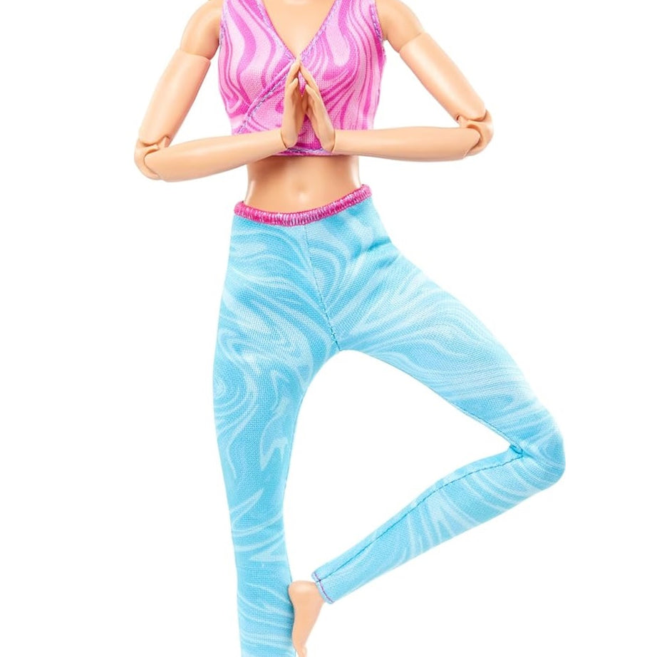 Barbie Made to Move Fashion Doll with 22 Bendable Joints – Blonde Hair – Removable Pink Sports Top & Blue Yoga Pants – Realistic Movement for Creative Play | Ages 3+