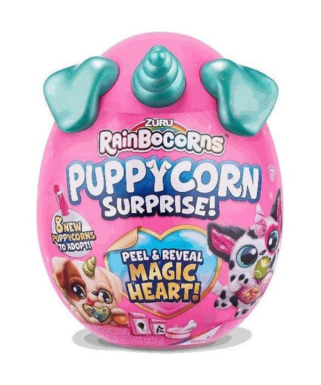 Zuru Rainbocorns Puppycorn Surprise Peel & Reveal Magic Heart - Collectible Plush Stuffed Animal with 7 Surprises, Scratch n Sniff Sticker, Ages 3+ for Girls