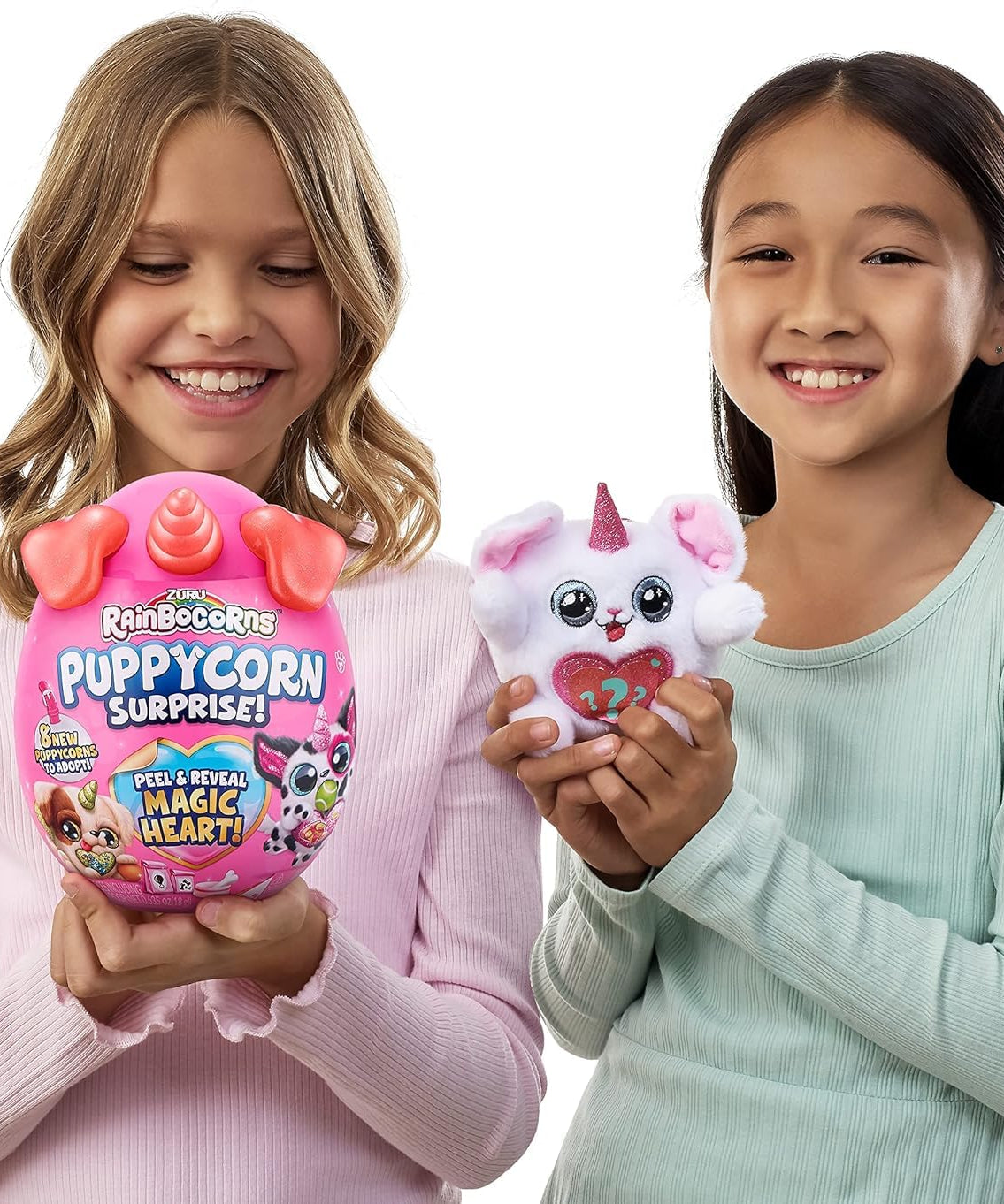 Zuru Rainbocorns Puppycorn Surprise Peel & Reveal Magic Heart - Collectible Plush Stuffed Animal with 7 Surprises, Scratch n Sniff Sticker, Ages 3+ for Girls
