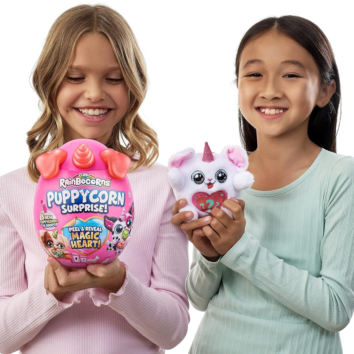 Zuru Rainbocorns Puppycorn Surprise Peel & Reveal Magic Heart - Collectible Plush Stuffed Animal with 7 Surprises, Scratch n Sniff Sticker, Ages 3+ for Girls