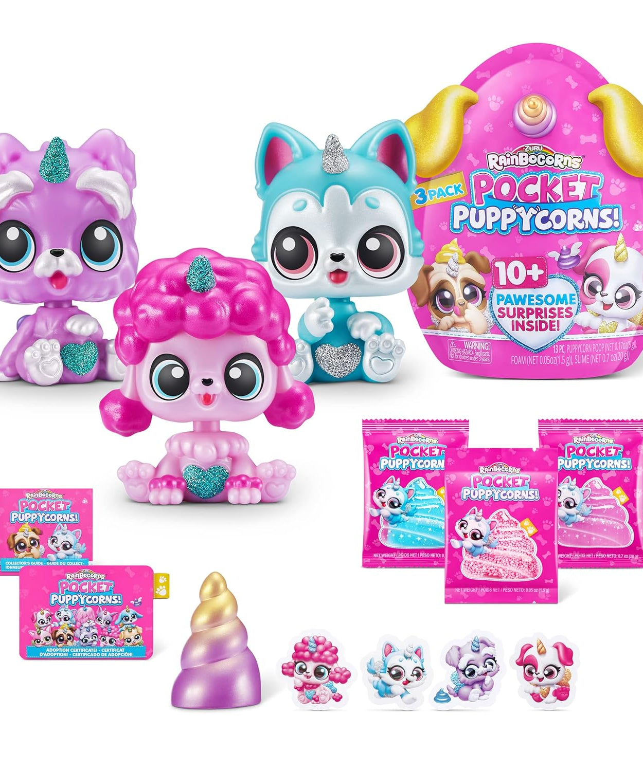 Zuru Rainbocorns Pocket Puppycorns - Over 10 Pawesome Surprises Inside! 13pc Set for Ages 3+ - MINIMEE KIDS