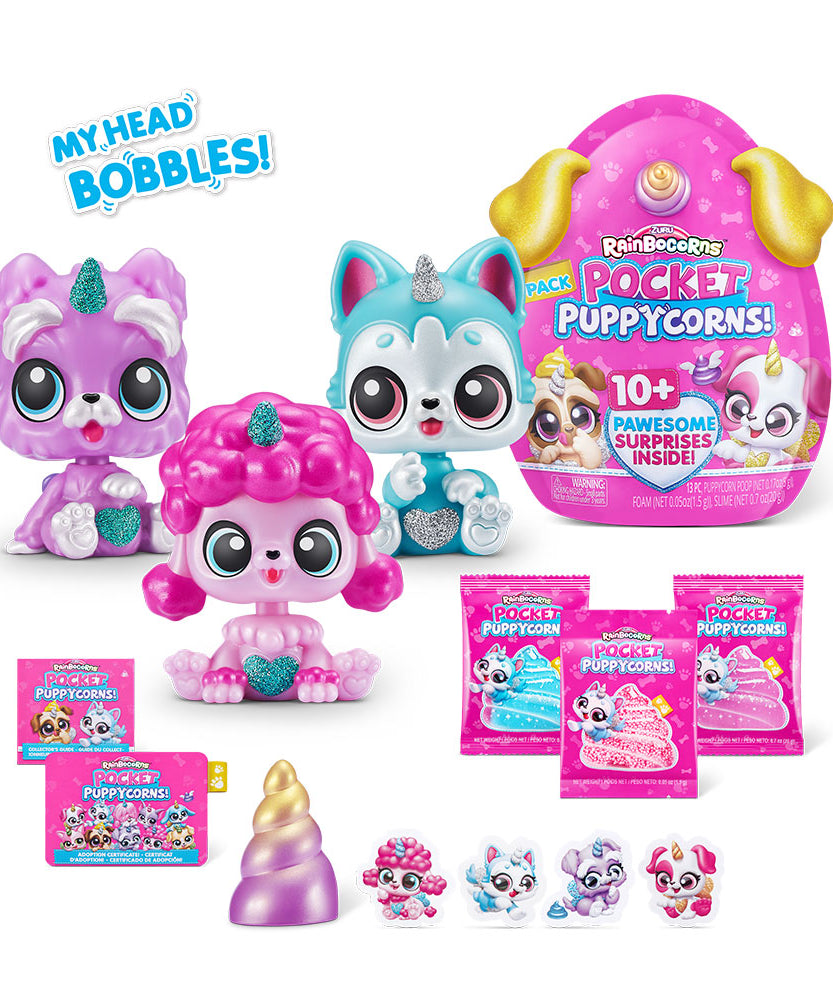 Zuru Rainbocorns Pocket Puppycorns - Over 10 Pawesome Surprises Inside! 13pc Set for Ages 3+ - MINIMEE KIDS