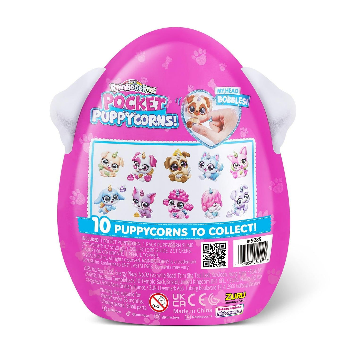 Zuru Rainbocorns Pocket Puppycorns - 7-Piece Collectible Set with Over 5 Surprises Inside, Including Slime and Adoption Certificate for 3+ Years | Color May Vary