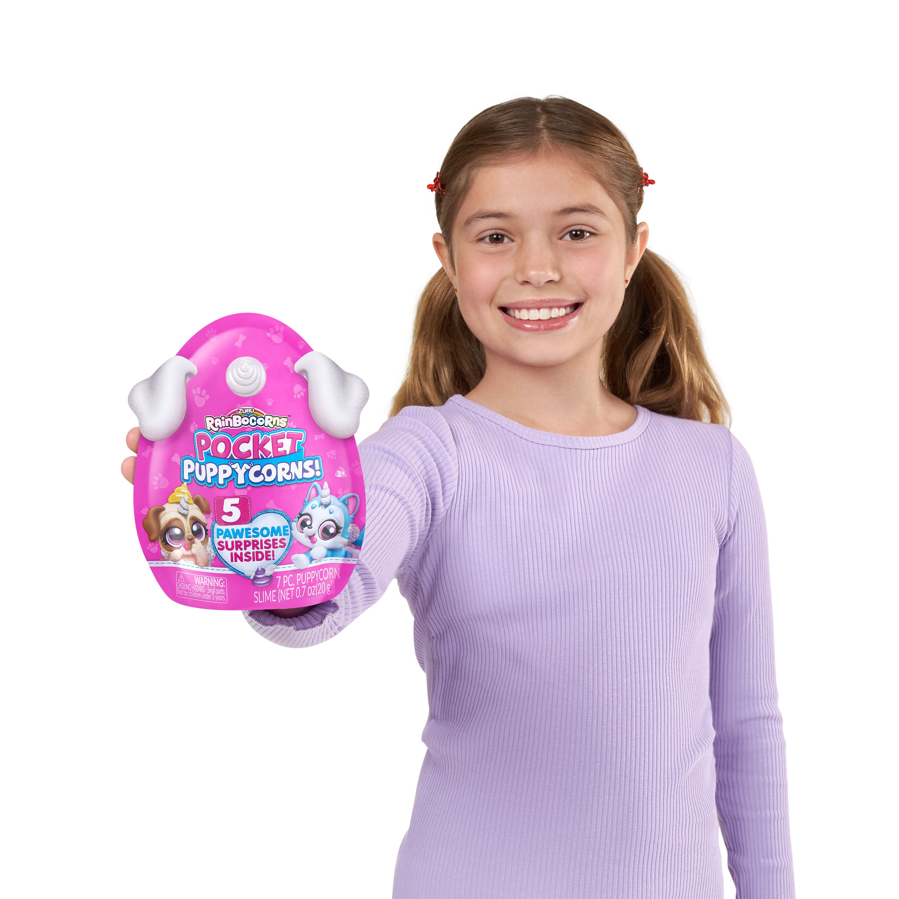 Zuru Rainbocorns Pocket Puppycorns - 7-Piece Collectible Set with Over 5 Surprises Inside, Including Slime and Adoption Certificate for 3+ Years | Color May Vary