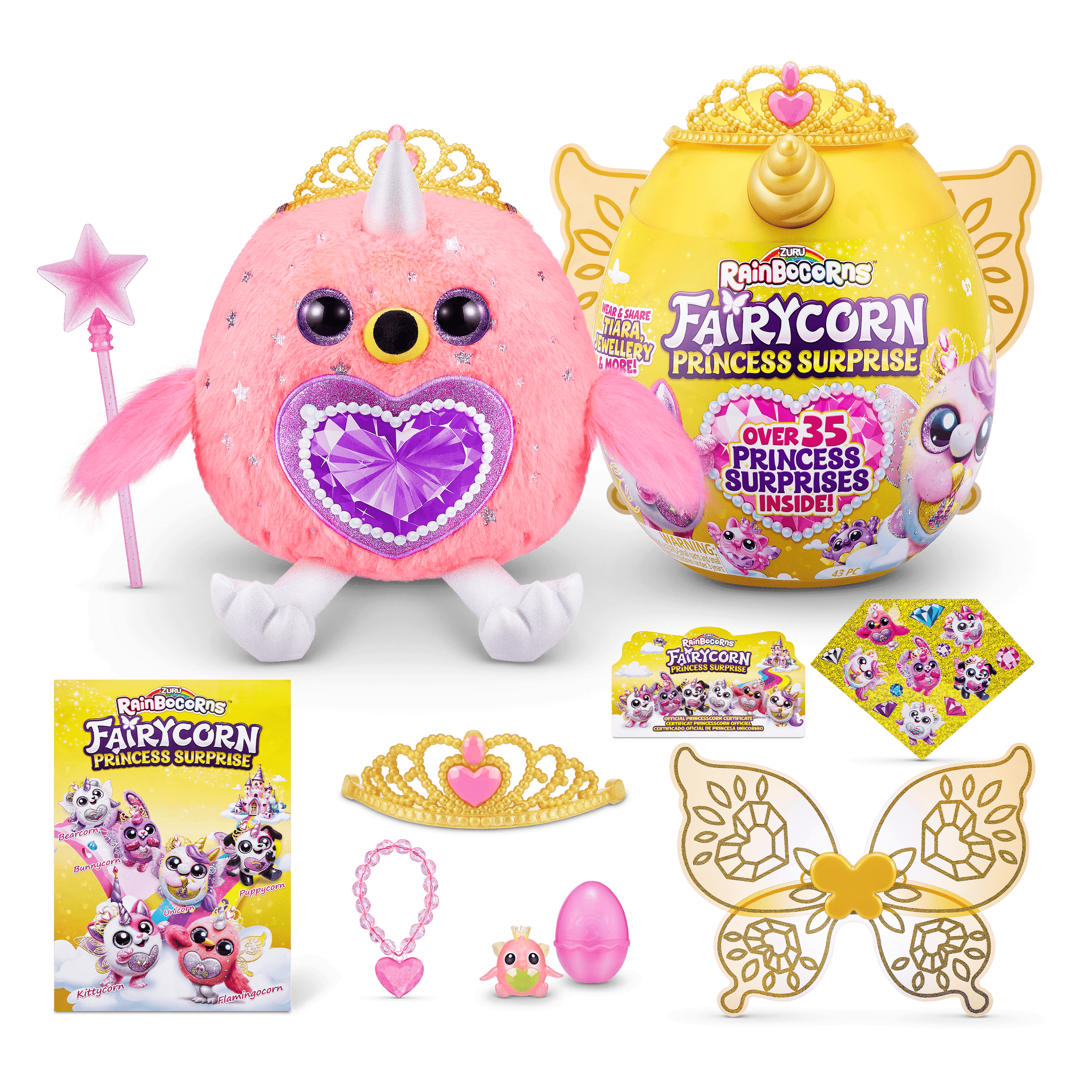 ZURU Rainbocorns Fairycorn Princess Surprise (Bunny) - 11" Collectible Plush Stuffed Animal with Wearable Fairy Wings, Magical Fairy Princess, Ages 3+ for Girls and Children