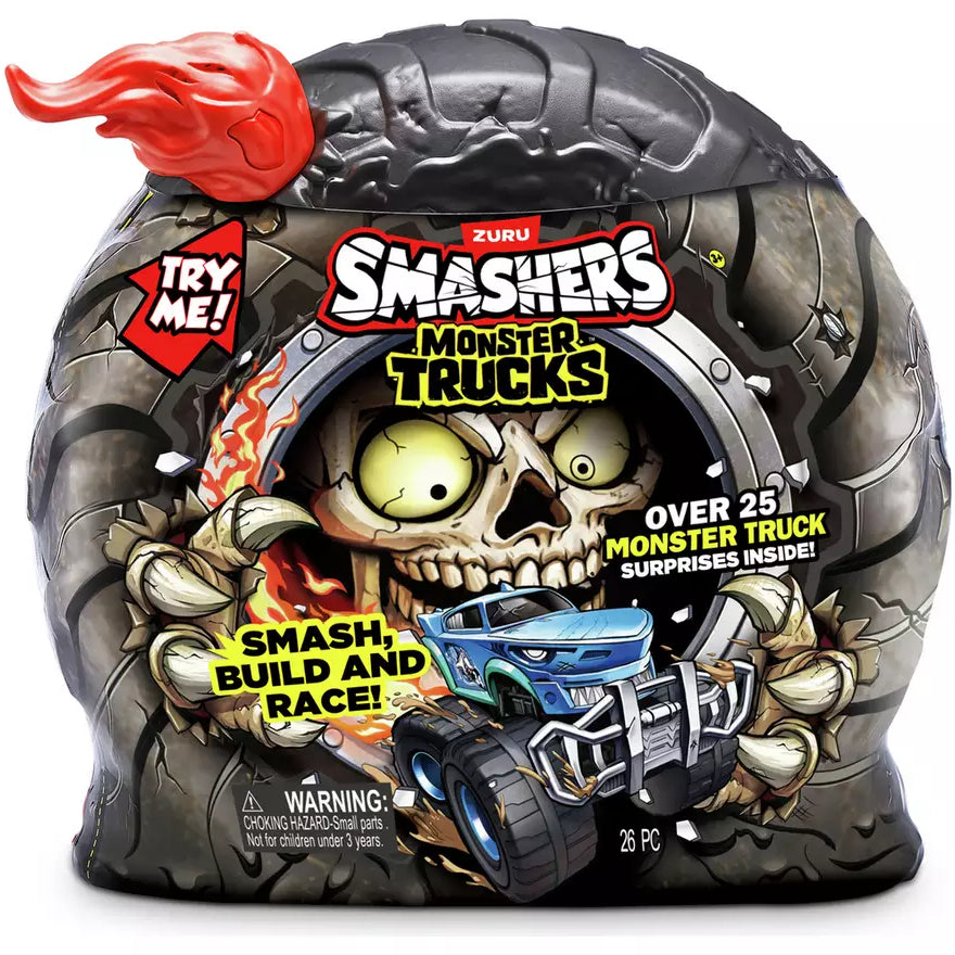 Zuru Smashers Monster Trucks Surprise (Skull Truck) - 25+ Surprises, Collectible Monster Truck with Smash Slime, Sand Compounds, & Accessories