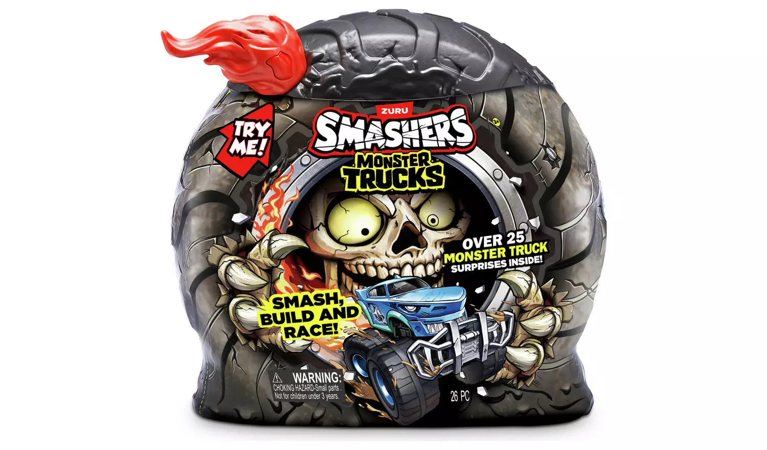 Zuru Smashers Monster Trucks Surprise (Skull Truck) - 25+ Surprises, Collectible Monster Truck with Smash Slime, Sand Compounds, & Accessories